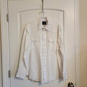 Wrangler White Snap Long Sleeve Button Shirt